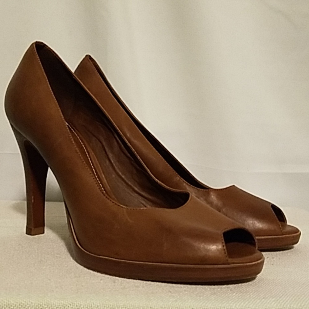 Ralph Lauren Peep Toe Brown Heels